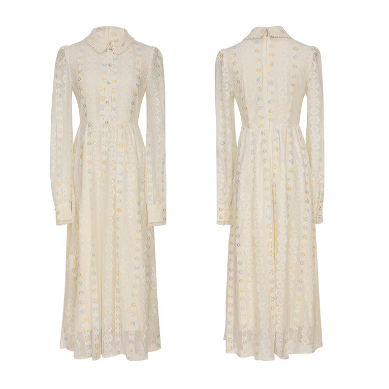 王妃の花びら刺繍ワンピース