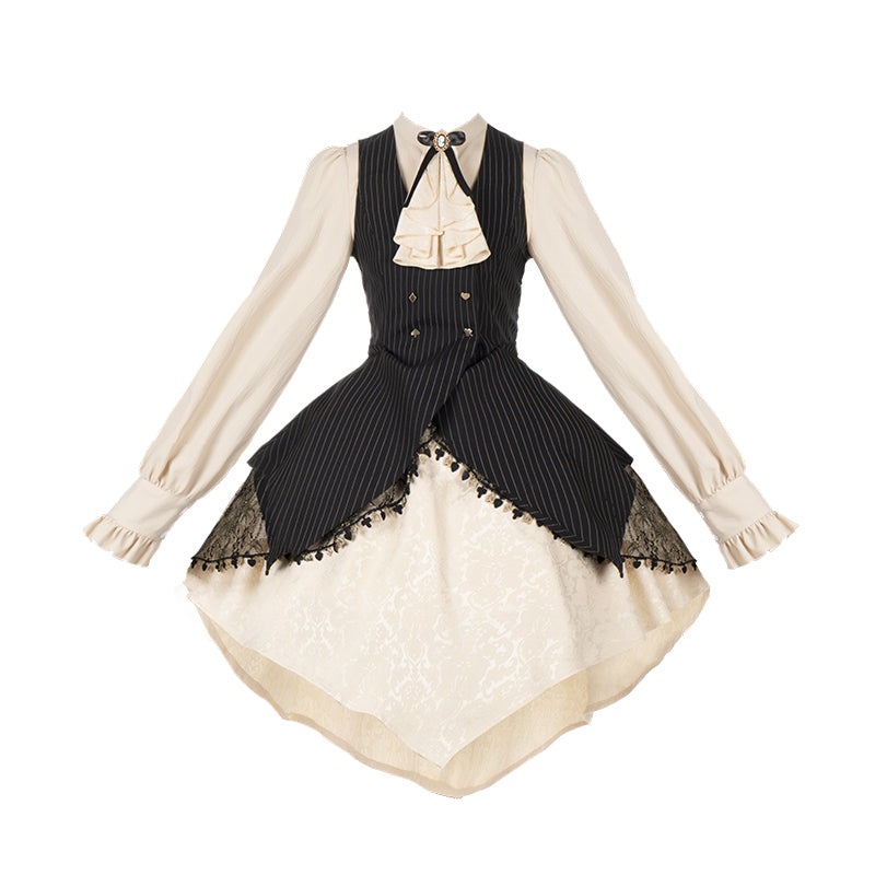 魔術師のお嬢様の縦縞クラシカルワンピース