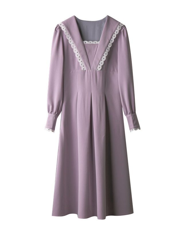 灰紫のお嬢様のフレンチワンピース