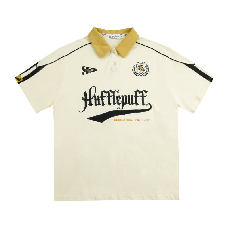 魔法学校の刺繍カジュアルポロシャツとハーフパンツ