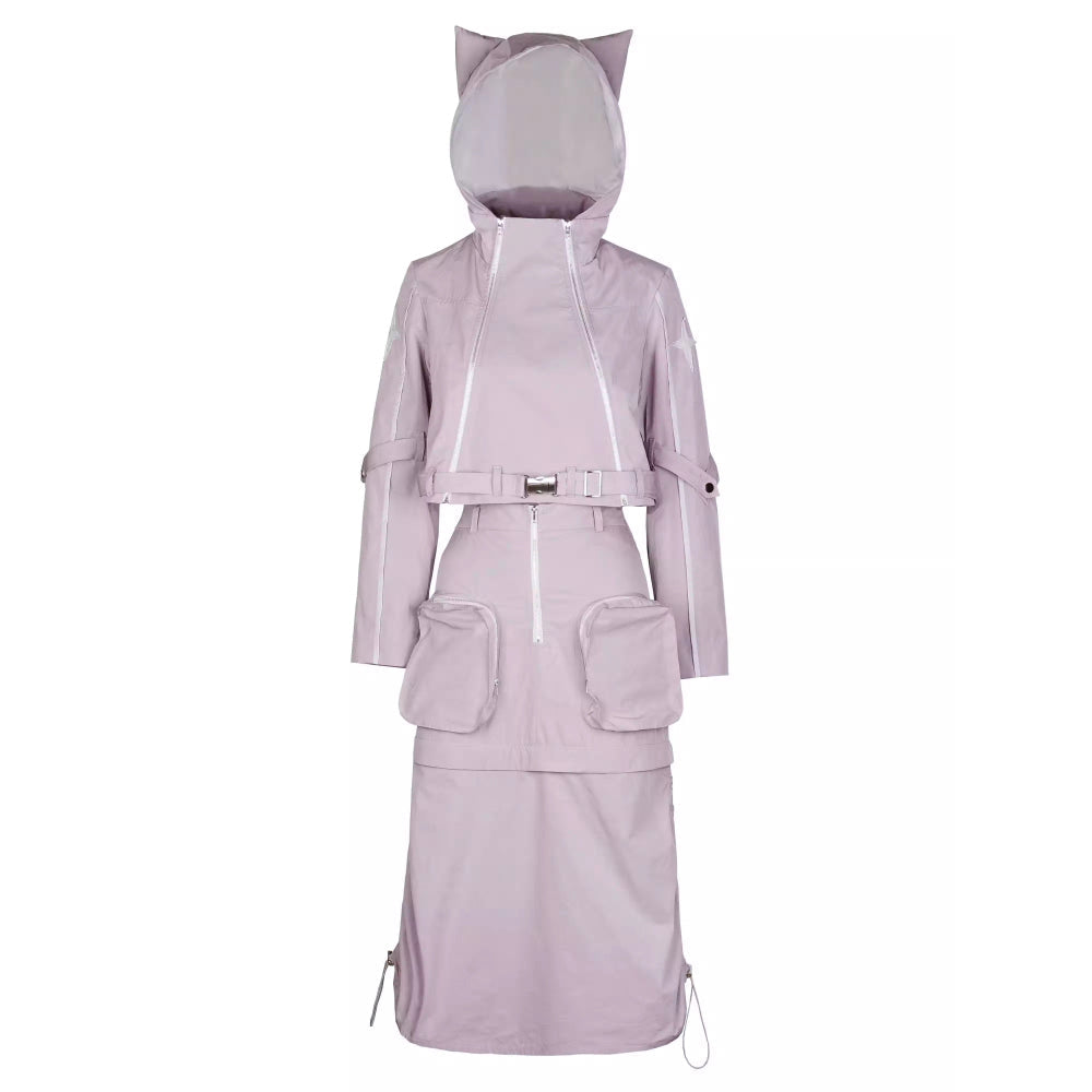 Futuristic Cat Ear Girl Tops and Bottoms