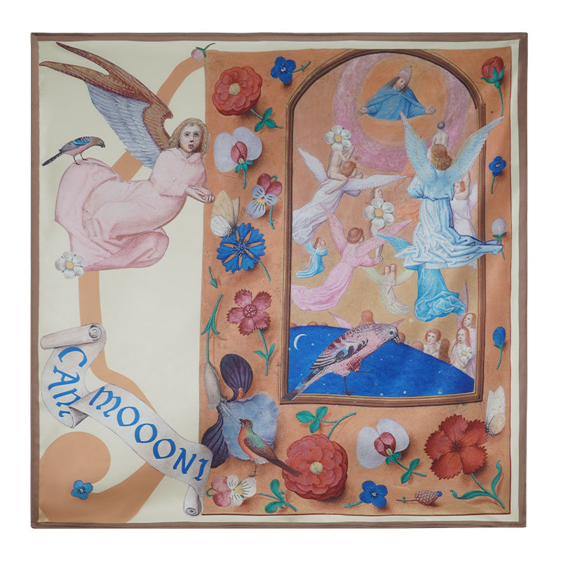 中世絵画の天使柄スカーフ