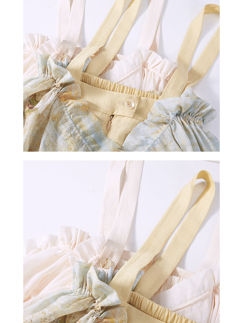 花咲くセイヨウナシの木のストラップスカート