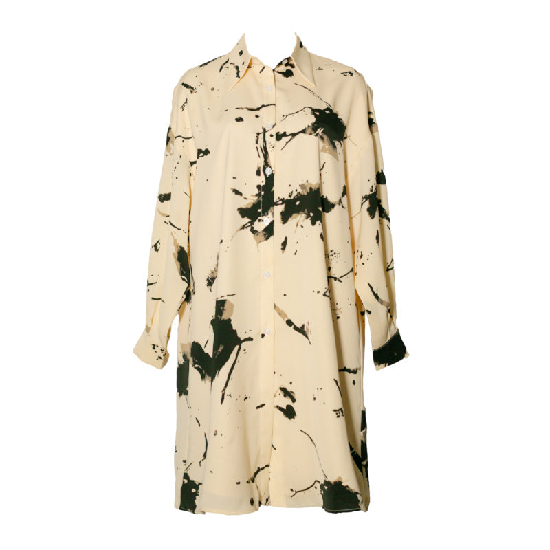 抽象の水墨画ロングシャツ