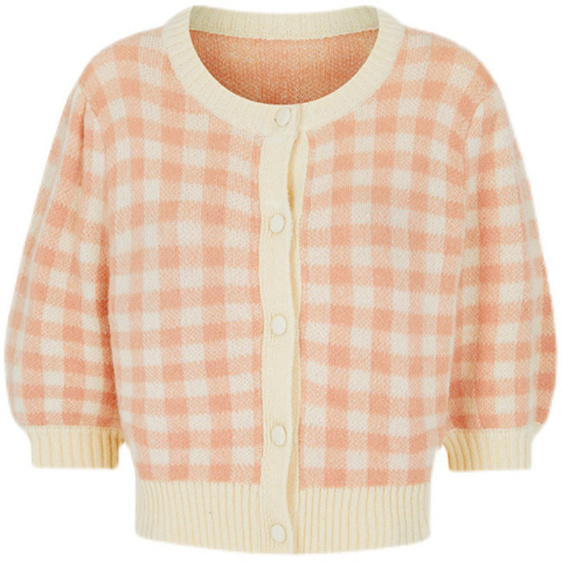 瑞西夫人の格子縞レトロニット