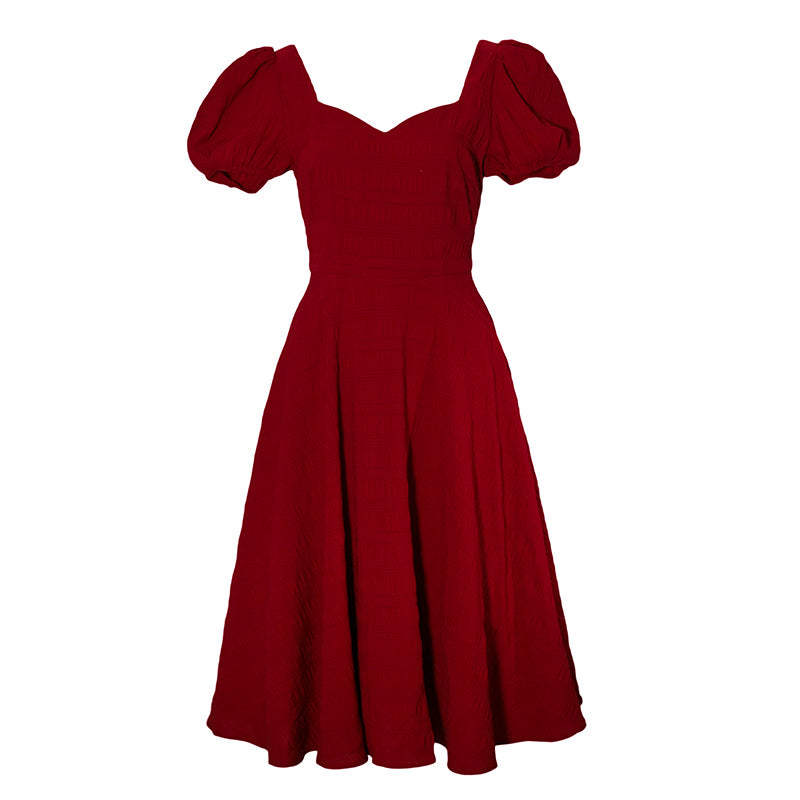 深紅の薔薇色レトロワンピース