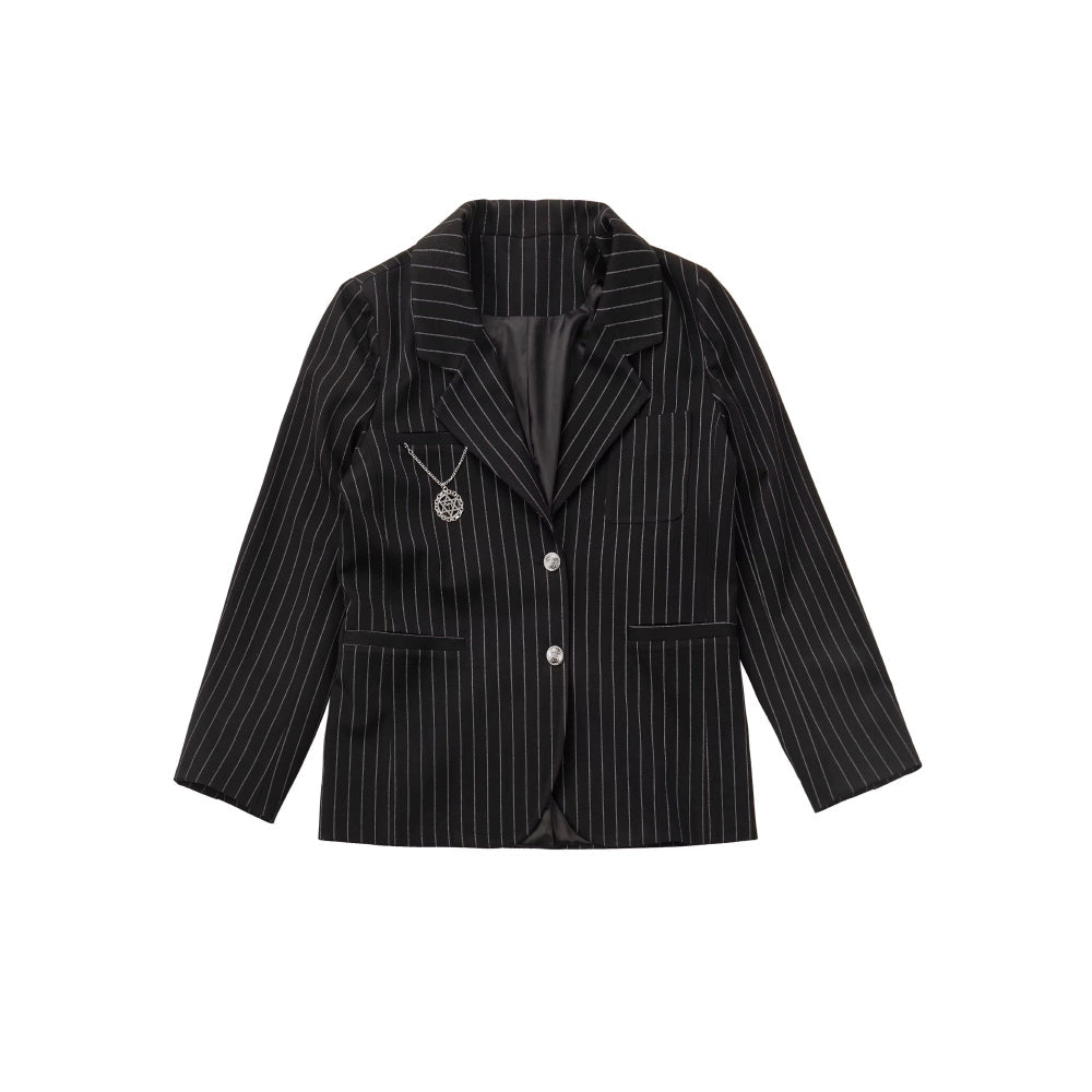 Black Striped Literary Girl Top and Bottoms