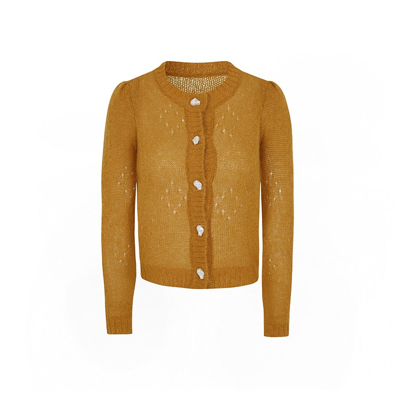 淑女のためのモヘアニットカーディガン