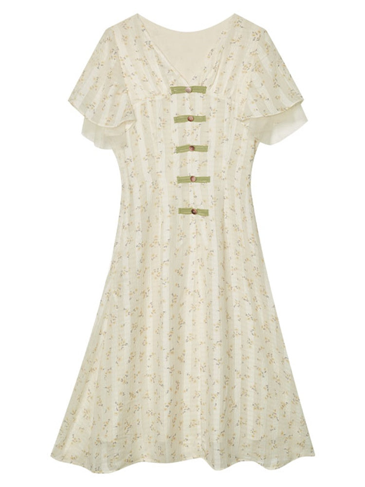 花散る薄明かり色チャイナワンピース