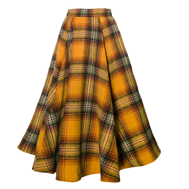 橙色格子縞レトロアンブレラスカート