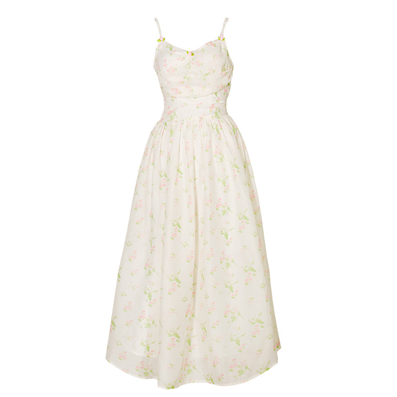 蕾咲く花柄ストラップワンピース