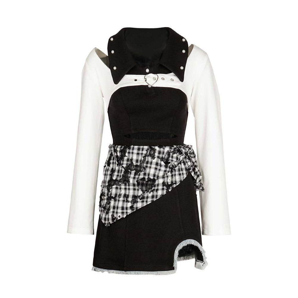 Black Night Sky Plaid Tops, Dress and Bottoms