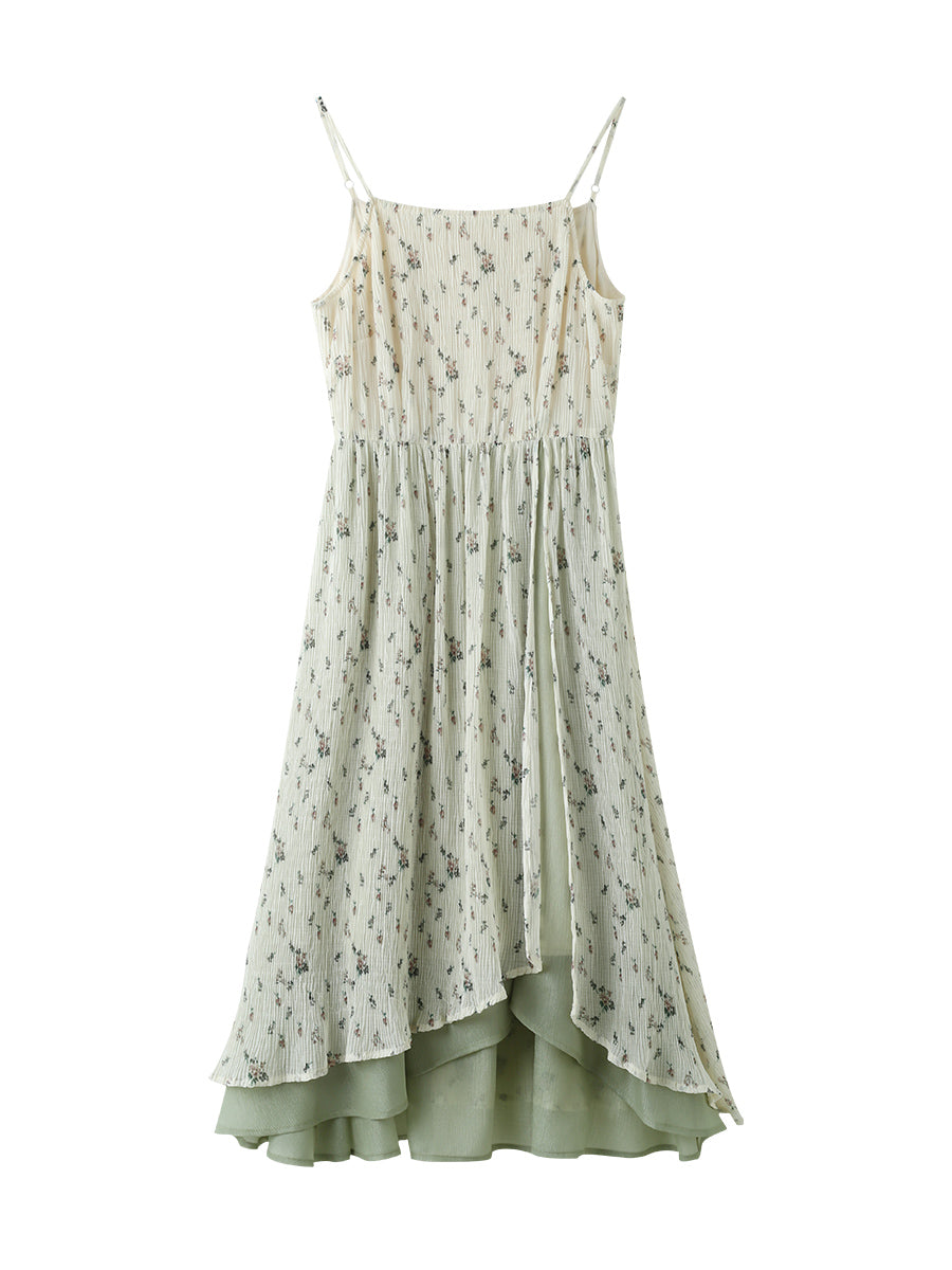 春野に咲いた花柄キャミソールワンピース