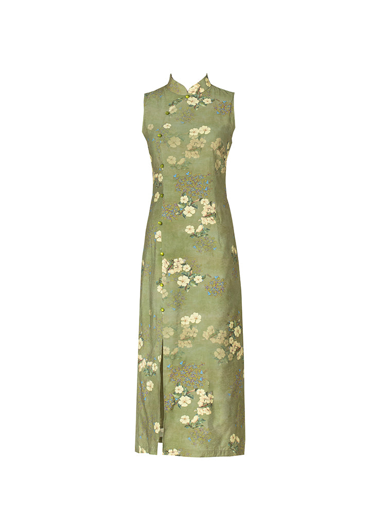 花絵の写生画チャイナワンピース