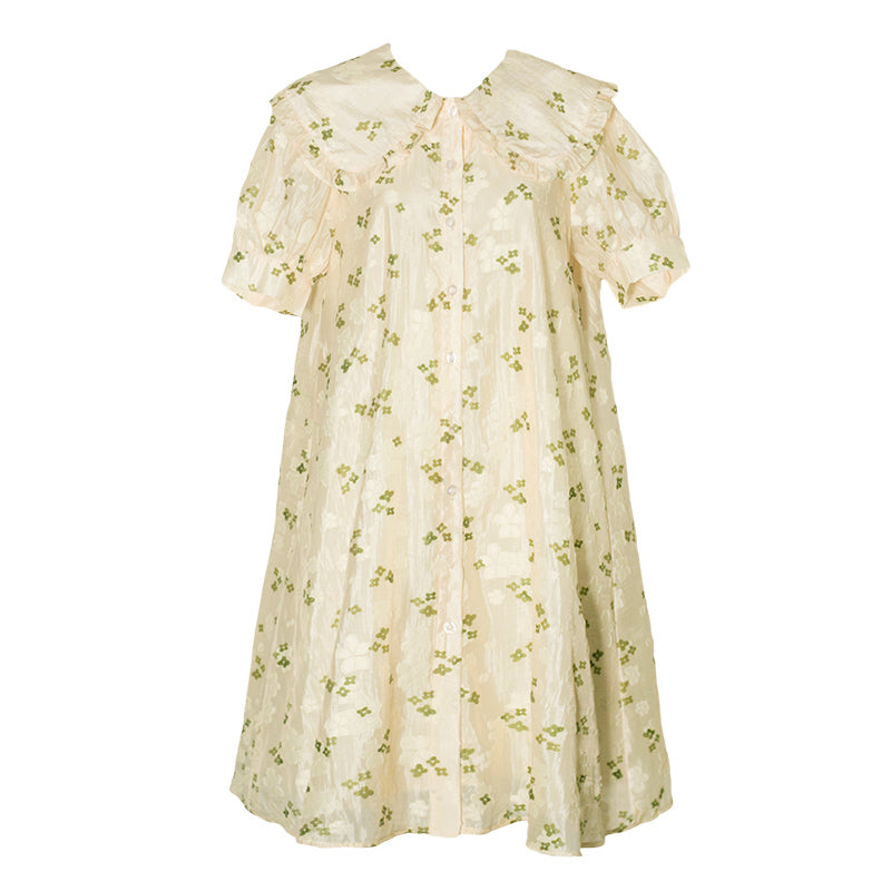 風鈴草の花柄ジャガードワンピース