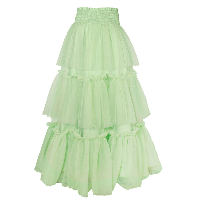 若緑の森色ロングメッシュスカート