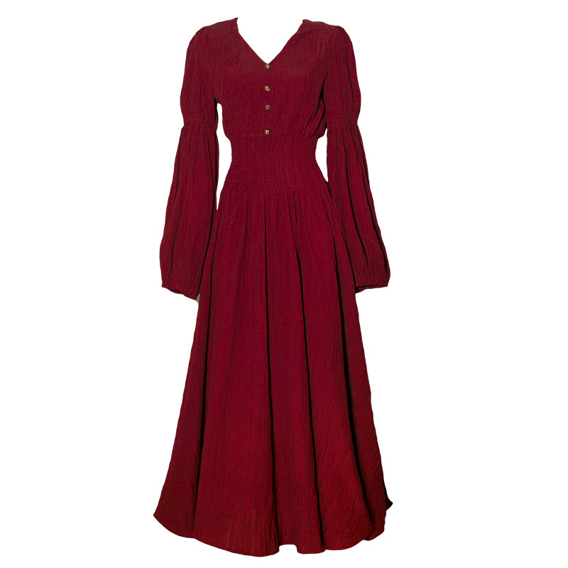 深紅のお嬢様のレトロワンピース