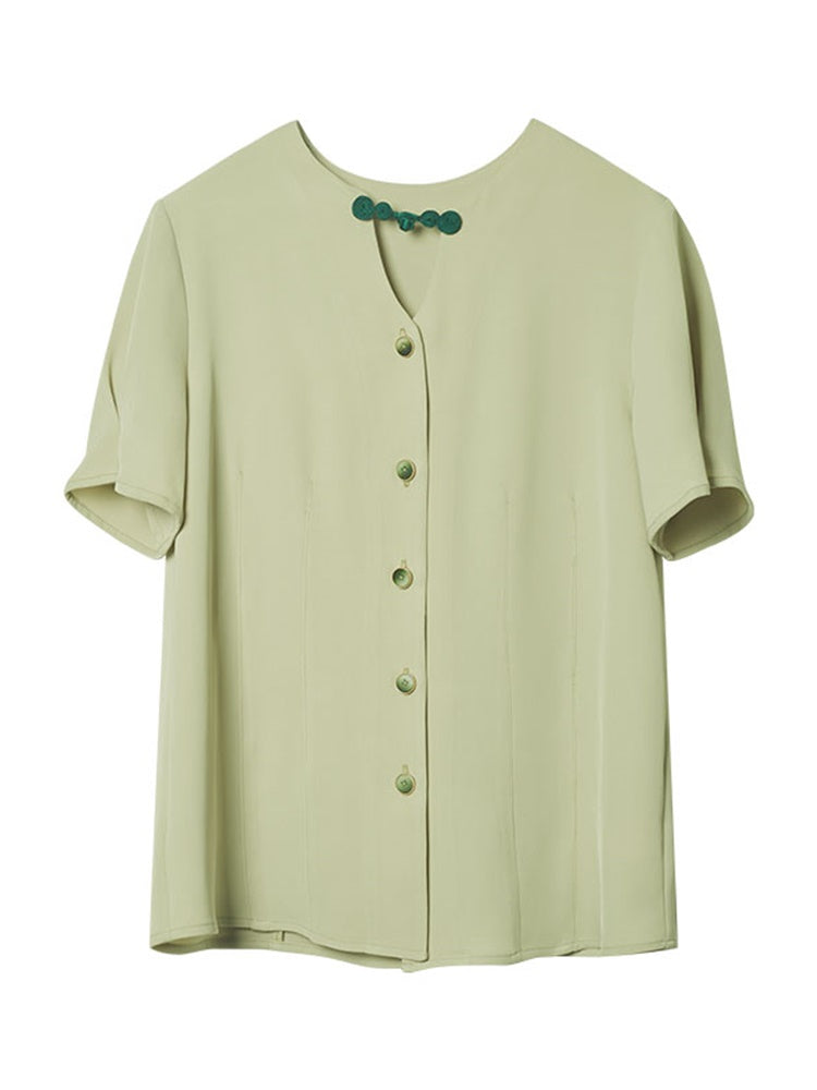 灰緑の貴婦人チャイナブラウス