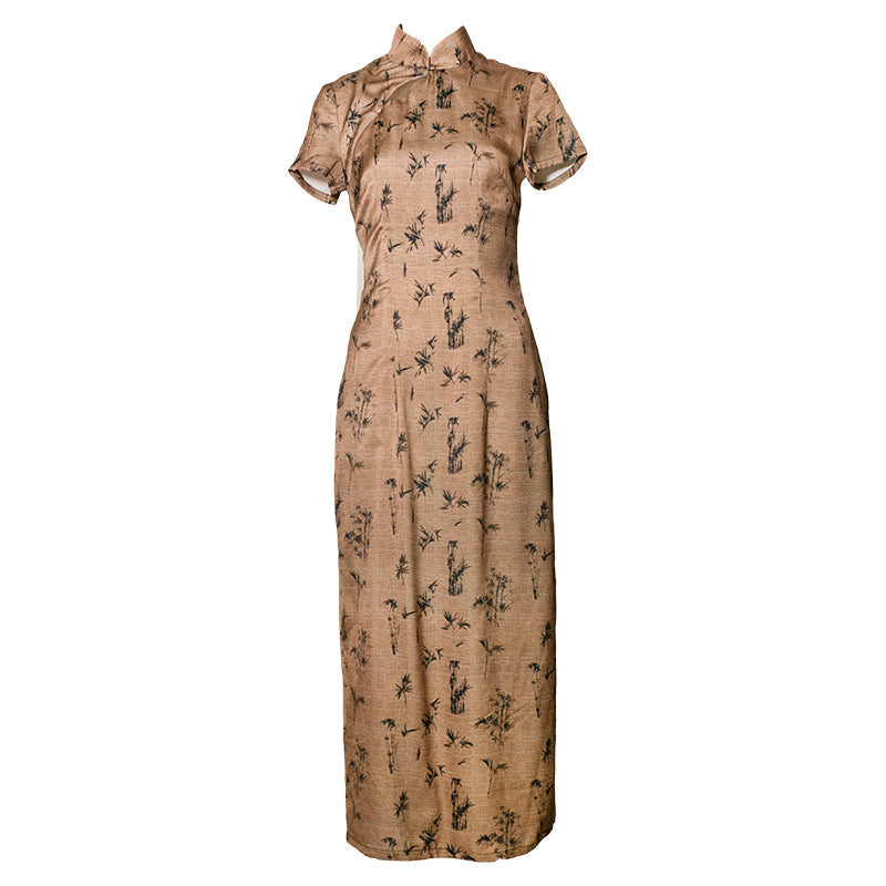 竹林の水墨画チャイナワンピース