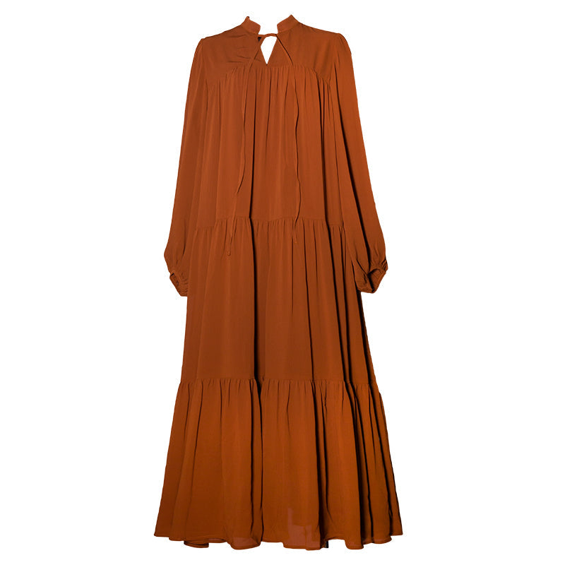 紅柄色のお嬢様フレンチレトロワンピース