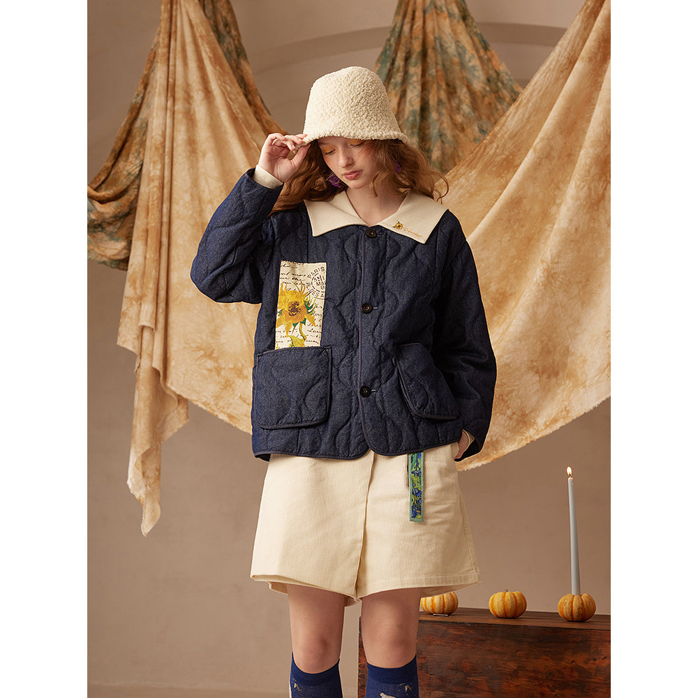 花瓶の向日葵とテオへの手紙のダウンジャケット