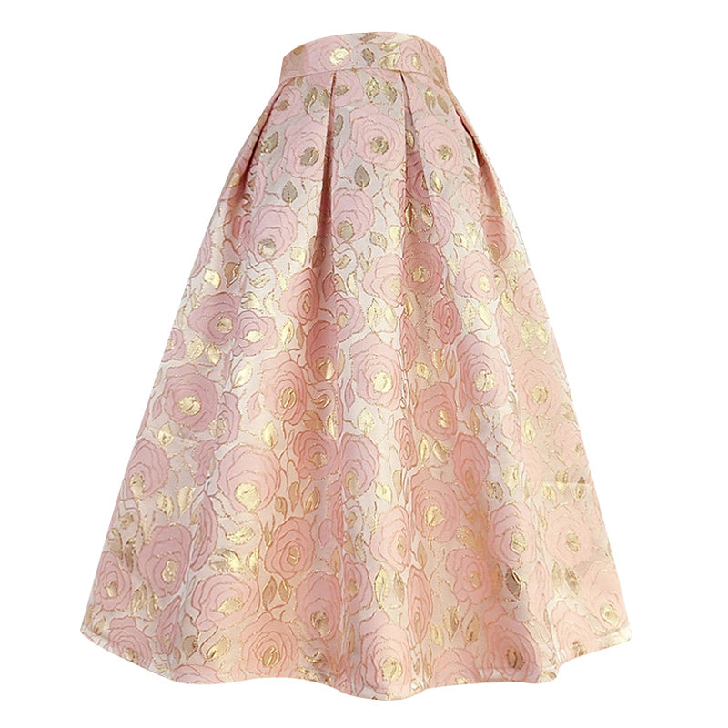 桜色の花群集ヘップバーンスカート