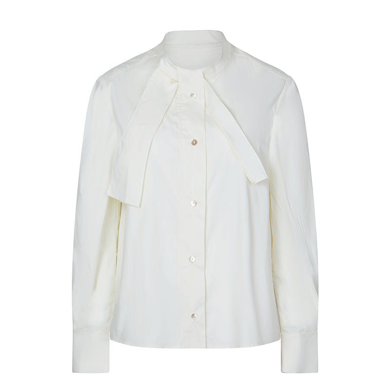 貴婦人リボンタイコットンブラウス