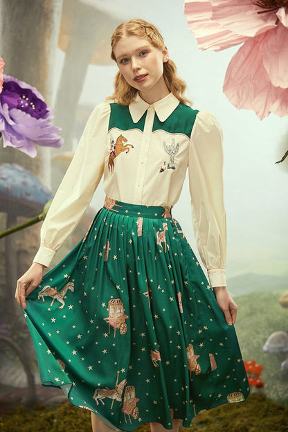 Fairy tale rabbit puff sleeve blouse