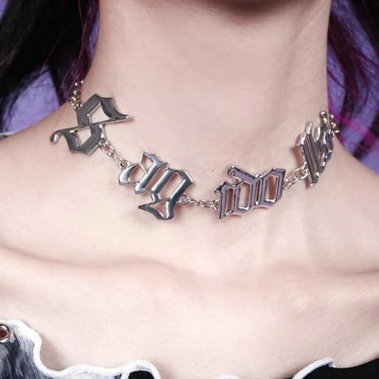 gothic girl logo chain necklace