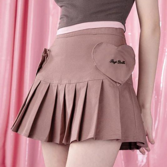 Lovely Girl Heart Pocket Miniskirt 