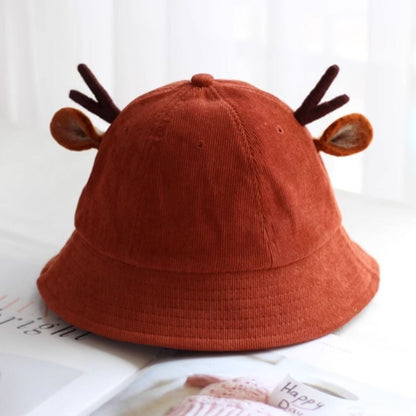 Felt bambi horn and ears corduroy bucket hat