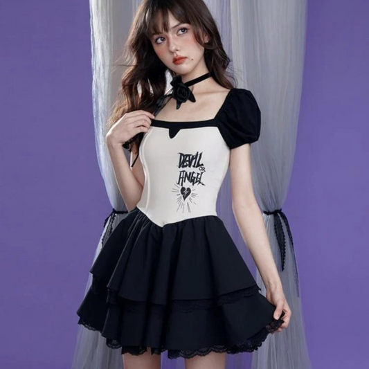 Black Girl Tiered Flare Dress 