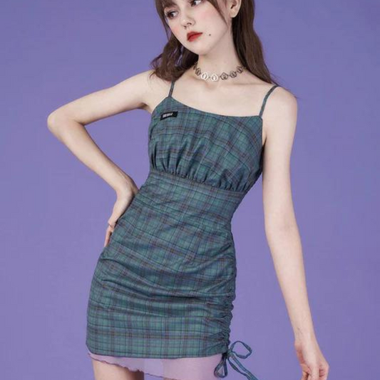 Pop Girl Plaid Mini Cami Dress 
