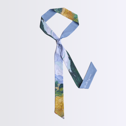 "Wheat field with cypresses" hair ribbon