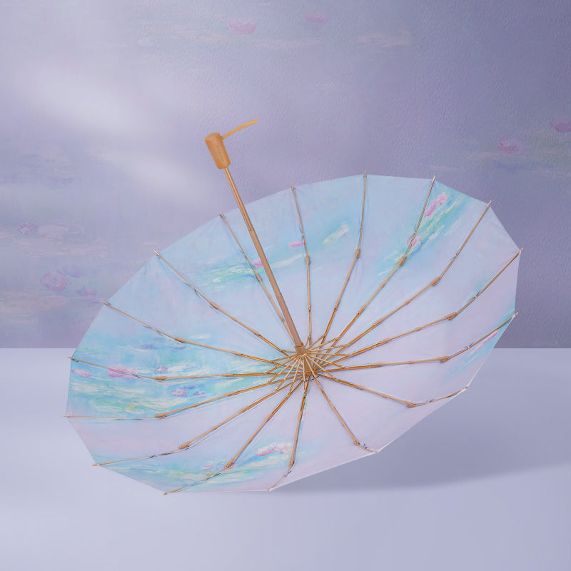 Water Lilies折りたたみ傘 - Light Purple