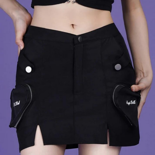 Heart Girl Front Slit Tight Miniskirt 