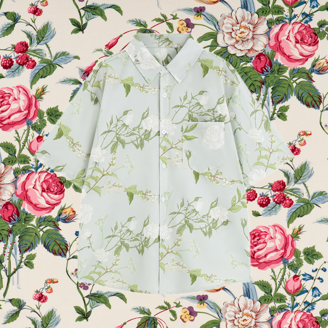 蕾咲く薔薇柄シャツ