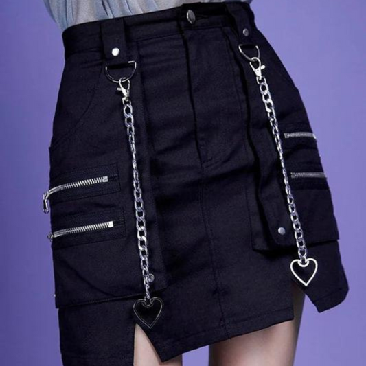 Black Girl Chain &amp; Zip Miniskirt 