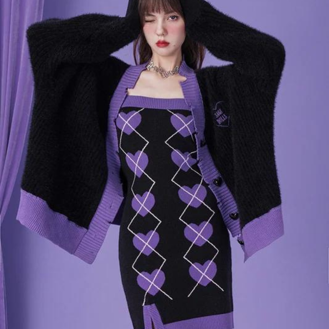 Devil Girl Heart Button Knit Cardigan 