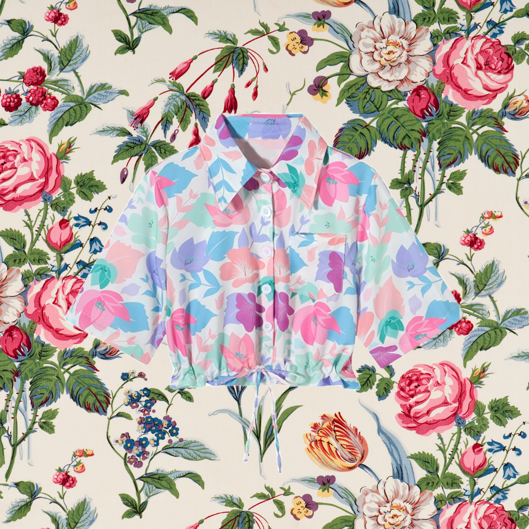 ドリーミーな花柄ショートシャツ