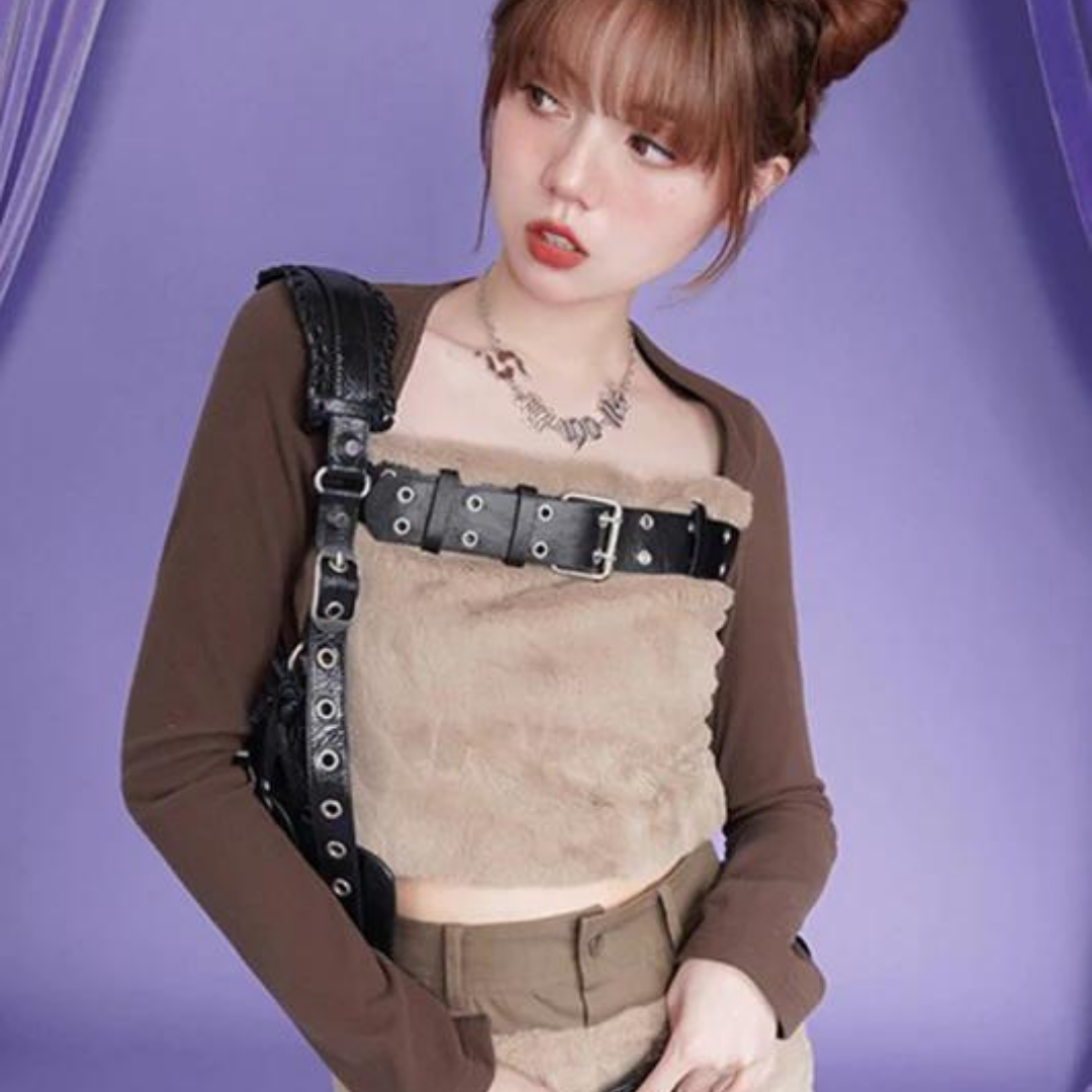 Rock Girl Belted Docking Cropped Top