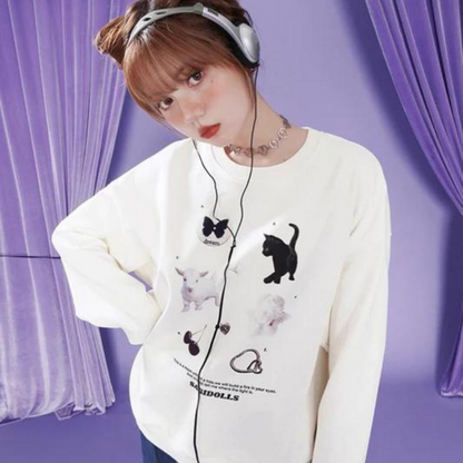 Dreamy girl print oversized fleece lined sweatshirt