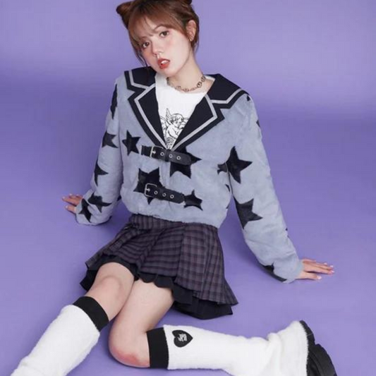 Dreamy Girl Star Sailor Short Fur Jacket 