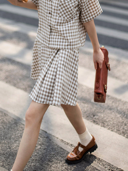 [Shipped within Japan, delivered within 1 week] western girl literary plaid skirt