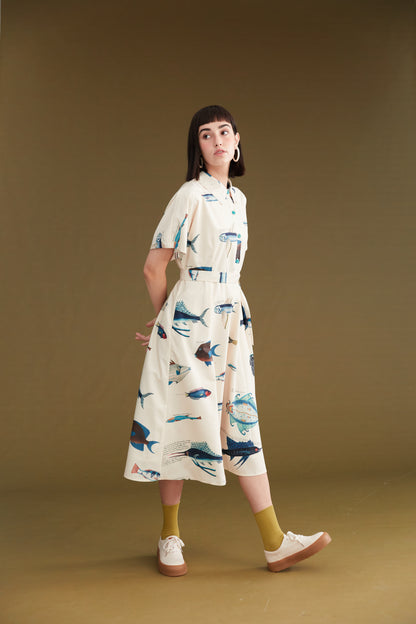 [Pre-order item: Shipped in late March] Fish picture book dress