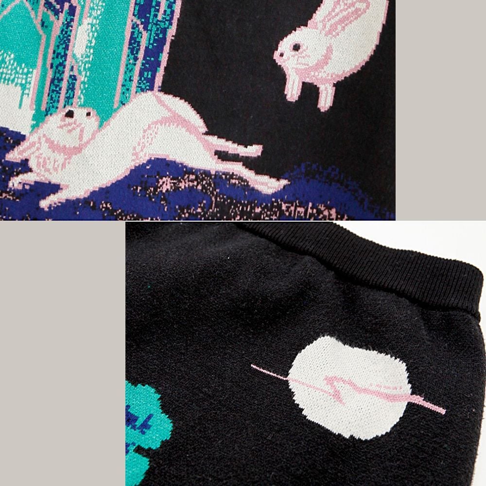 Moonlit White Rabbit Knit Skirt 