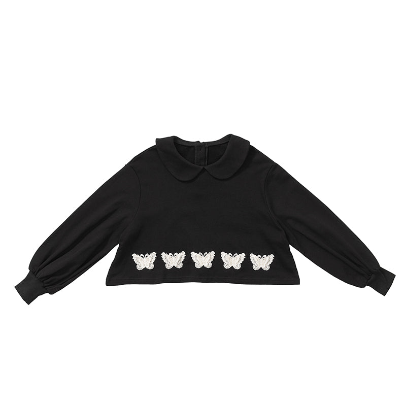 Butterfly Girl Doll Collar Sweatshirt Loose Skirt