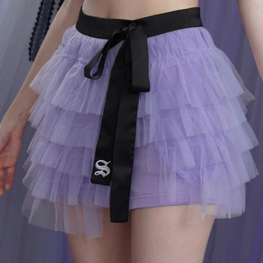 purple girl tulle mini skirt 