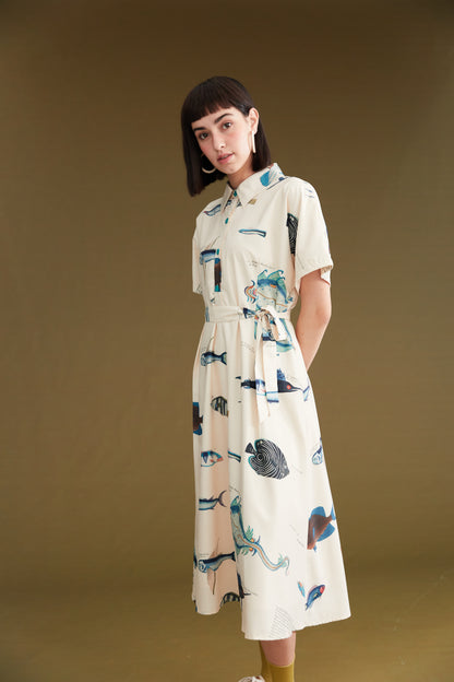 [Pre-order item: Shipped in late March] Fish picture book dress