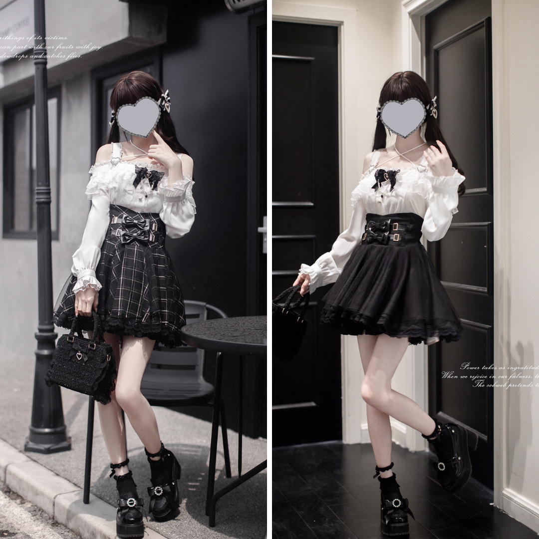 夜曲を奏でるお嬢様のフリルトップスとコルセットスカート